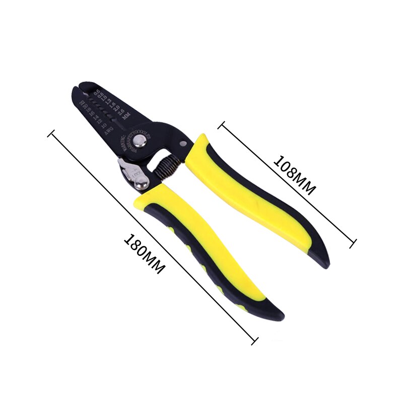 Krimptang, kabelknipper, automatische draadstripper, multifunctionele striptang, krimptang, aansluiting 0.2-6.0 mm, 2-delig gereedschap: Bruin