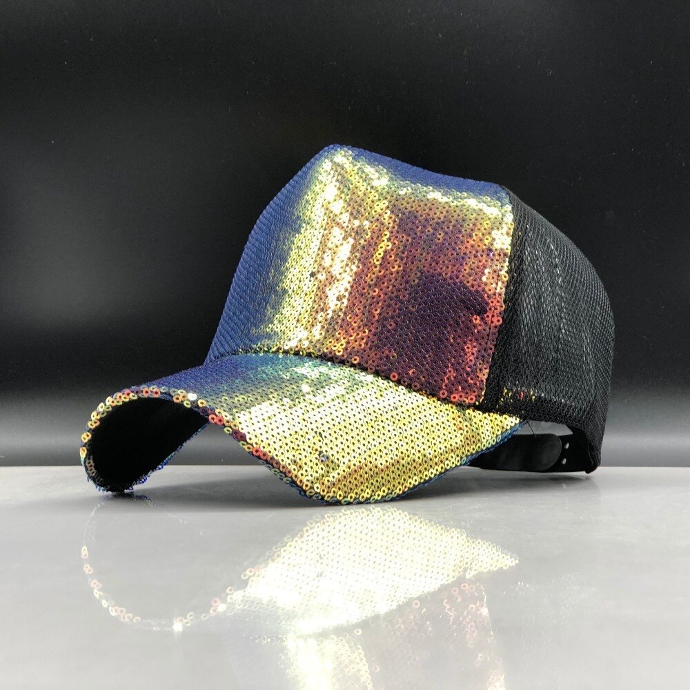 Arcobaleno Paillettes Paillette Bling Shinning Berretto Da Baseball Della Maglia Sorprendente Abbastanza Registrabili Cappelli Delle Donne Delle Ragazze Per Il Partito Del Club di Raccolta