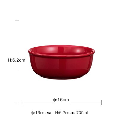 Red Glazed Ceramic Dinner Plates Modern Dinnerware Kitchen Home Festival Wedding Decor Round Serving Dishes Salad Soup Rice Bowl: C