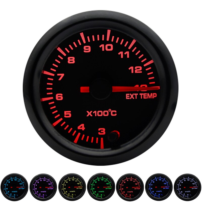 2" 52mm 7 Farben LED Schub/Wassertemperatur/Öltemperatur/Öldruck/Voltmeter/Luftkraftstoffverhältnis/ETT/Tachometer U/min Autoanzeige + Messgerät Hülsen: Gold