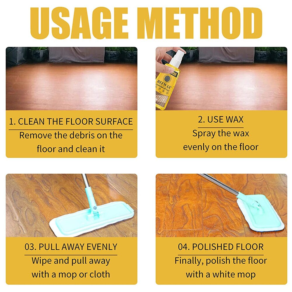 30/60ML Wood Floor Cleaner Polish Oil Floor Care Wax Cleaning Wax Household Cleaner S7