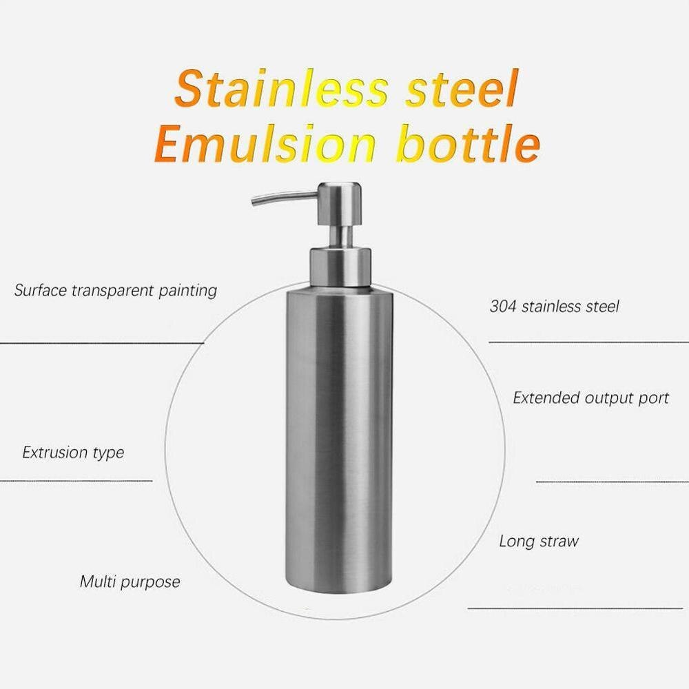 Stainless Steel Soap Dispenser Kitchen Sink Faucet Bottle Container Shampoo Deck Detergent Soap Bathroom Box Mounted