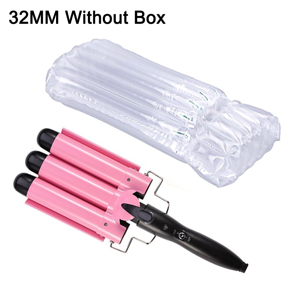 Three Barrel Curling Iron Wand Hair Waver Crimping Styling Tools Big Wave Hair Curling Tongs Ceramic Triple Barrels Hair Curler: pink no box 32mm / UK