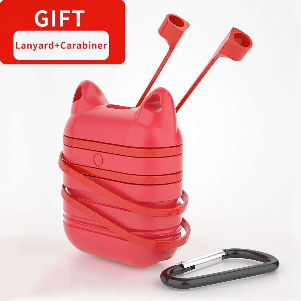 Essager étui de luxe pour Apple Airpods Airpod i10 i13 sangle porte-clés accessoires mignon Silicone couverture pour Air dosettes Pod Coque Funda: Red
