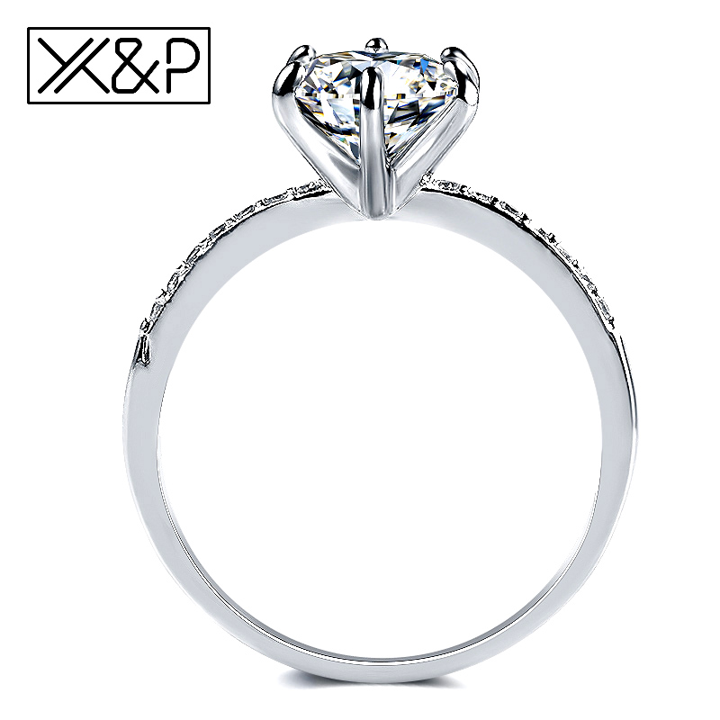 X & P anillo de compromiso clásico 6 garras AAA circón cúbico blanco mujer anillos de boda joyería
