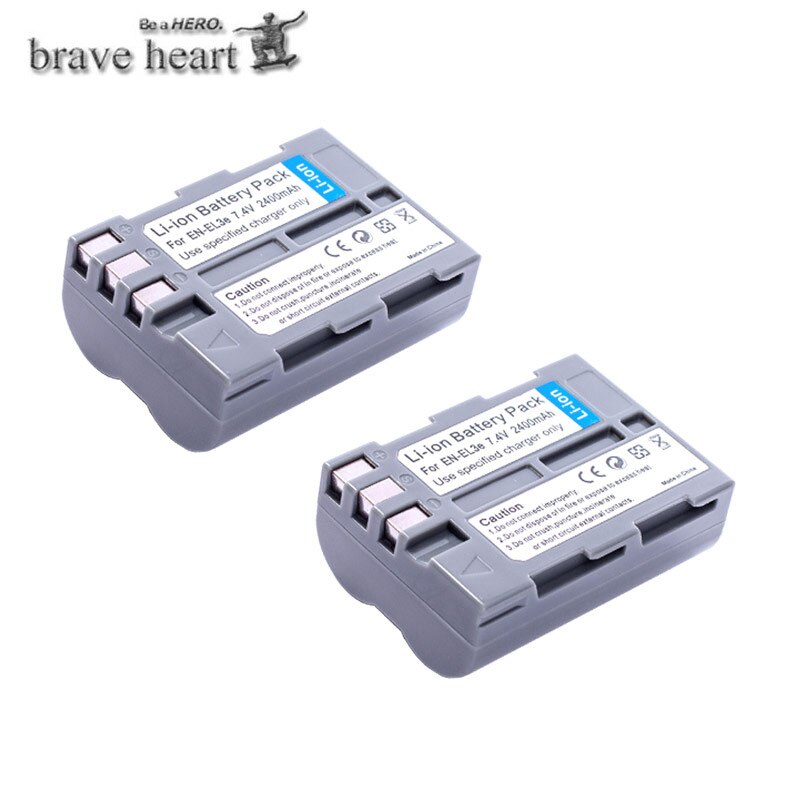 En -el3e en  el3e enel 3e 2400 mah kamera bateria batterier akku + lcd usb-lader til nikon  d30 d50 d70 d70s d90 d80 d100 d200 d300: 2 batterier