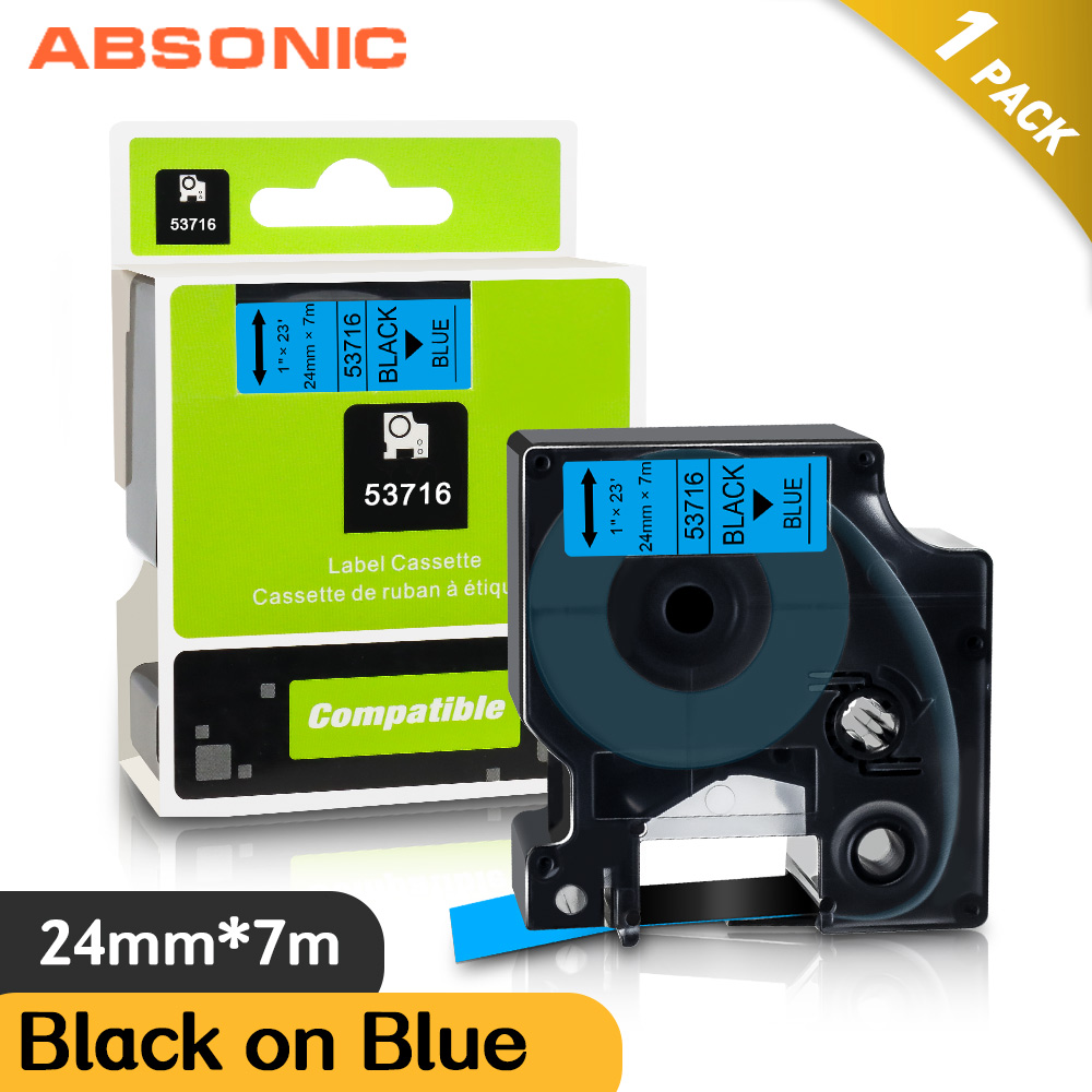 Absonic mieszane kolor 24mm drukarka do etykiet kompatybilny DYMO 53710 53713 53715 53716 53717 53718 53719 taśma z etykietami LabelWriter 450 Duo: Black on Blue