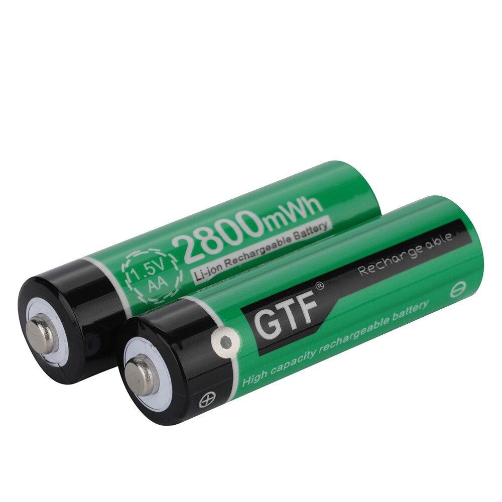 GTF1.5V USB AA li-ion Battery 2800mwh 1900mah 100% capacity li-polymer USB rechargeable battery Box USB cable