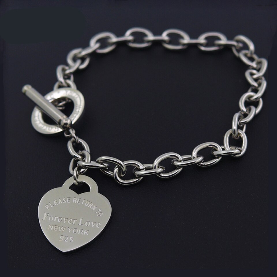 Gorący klasyczny ze stali nierdzewnej złoty kolor bransoletki i Bangles hurtownia biżuterii grzywny podwójne brzoskwiniowe serce bransoletki miłości kobiet: Chain Heart Silver