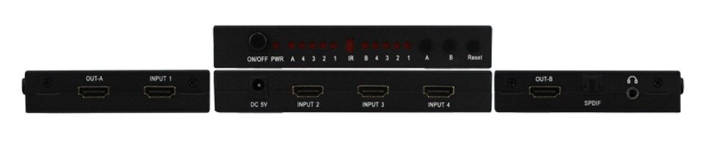 HDMI 4x2 Matrix HDMI Switcher HDMI Four in Two High-definition Video Distributor 4X2 Support 4k * 2k Support 3D Online Watch