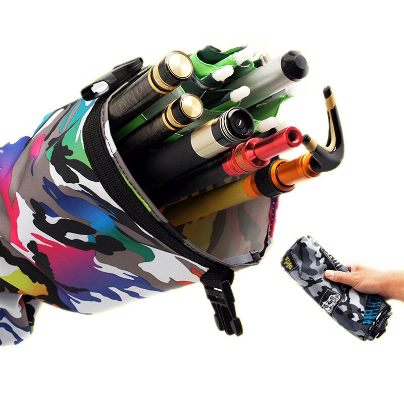 Bolsa de pesca de lona multifuncional para exteriores, caña de pescar, bolsa de almacenamiento de señuelos, aparejos de pesca, funda cartuchera de almacenamiento