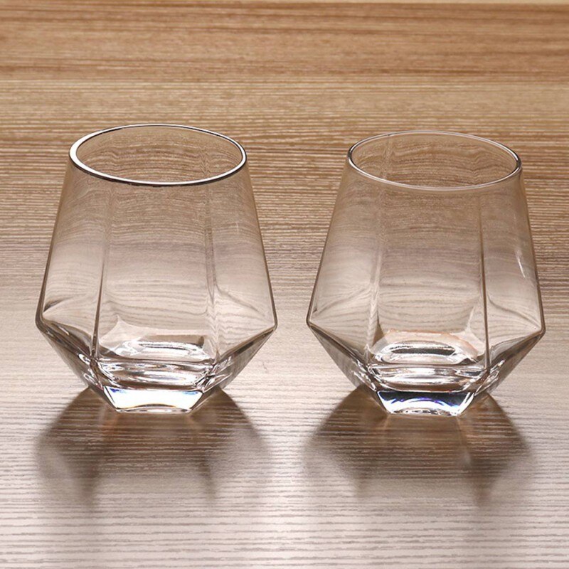 Geometri whiskyglas diamant krystalglas kop guld kant flaske gennemsigtig kaffe mælk te krus hjem bar drinkware glas kop