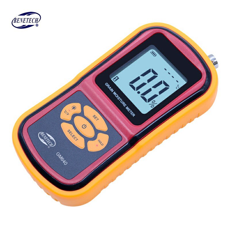100% Original BENETECH GM640 Food Moisture Meter with Probe needle Corn Wheat RiceTemperature Humidity Tester Monitor
