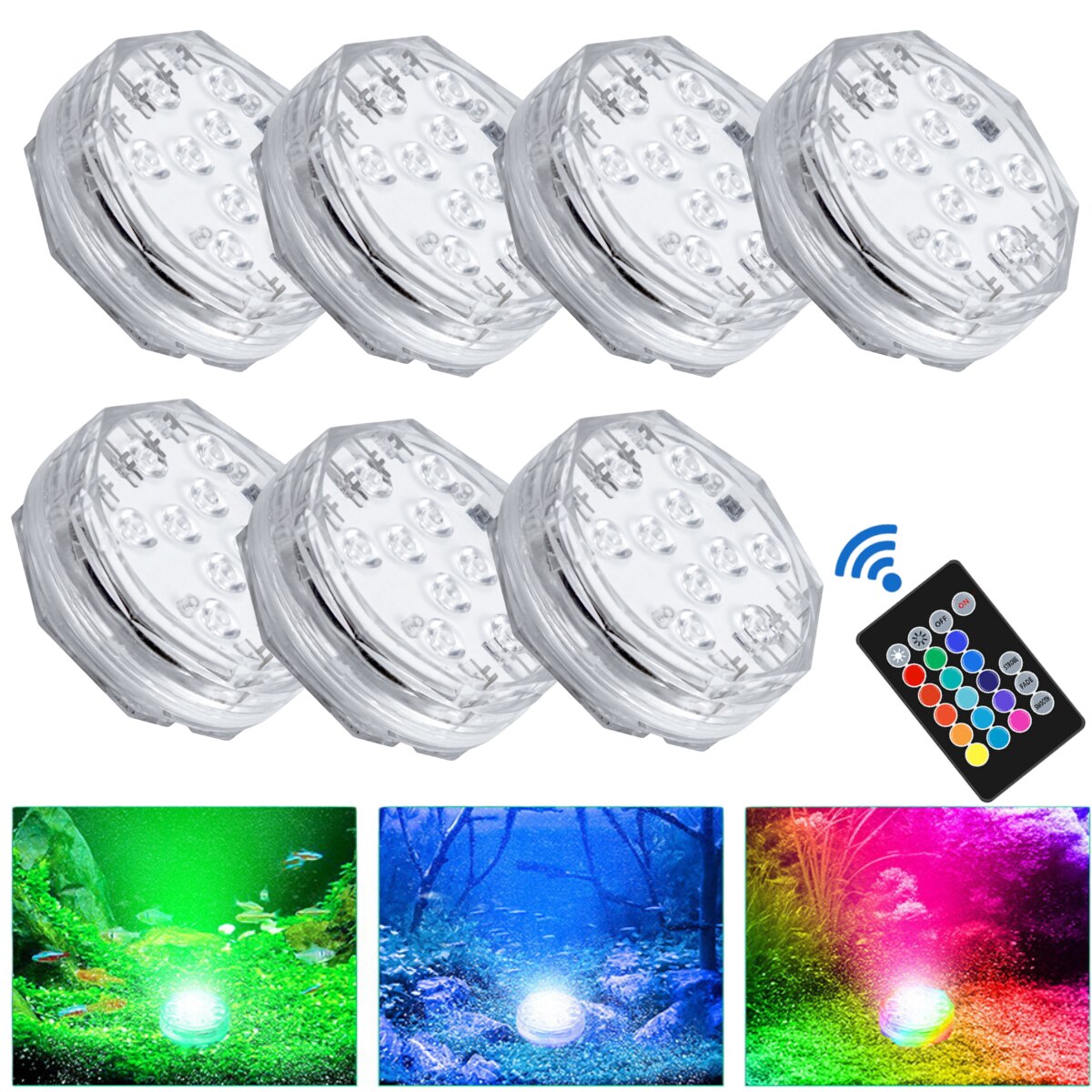 10Led RGB Remote Control Underwater Lights Waterproof Swim Pool Light Submersible Light Decorative Night Lamp Pool Equipment