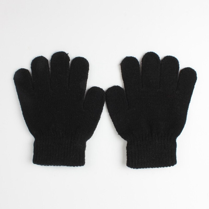 Bebê infantil inverno quente luvas de malha cor sólida menina menino elástico dedo cheio moda crianças luvas de esqui presentes: BK