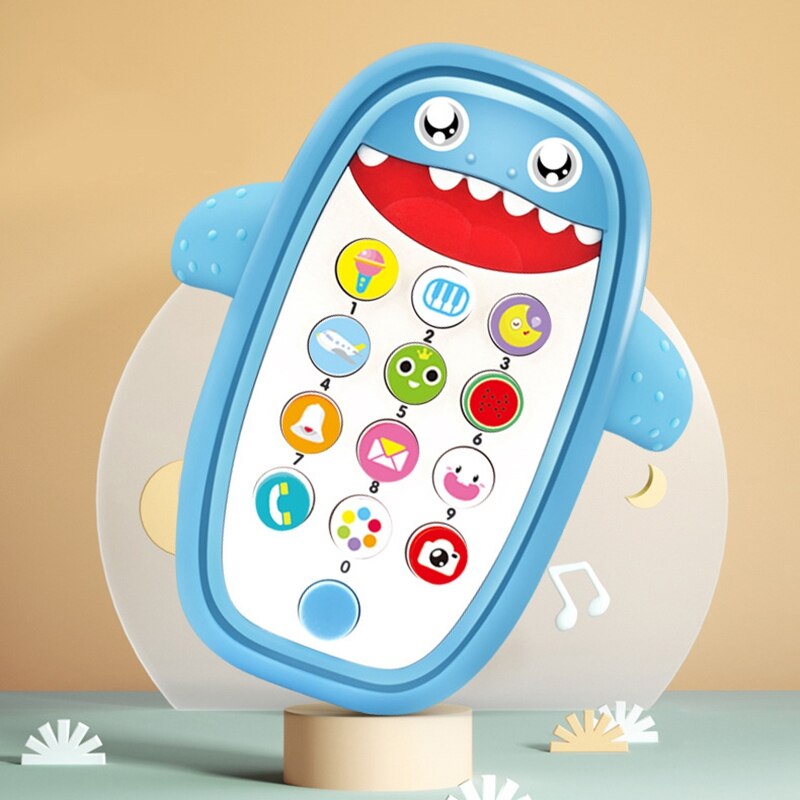 Bijtringtelefoon voor baby's met afneembare zachte hoes, lichtjes, muziek en regelbaar volume - speel en leer