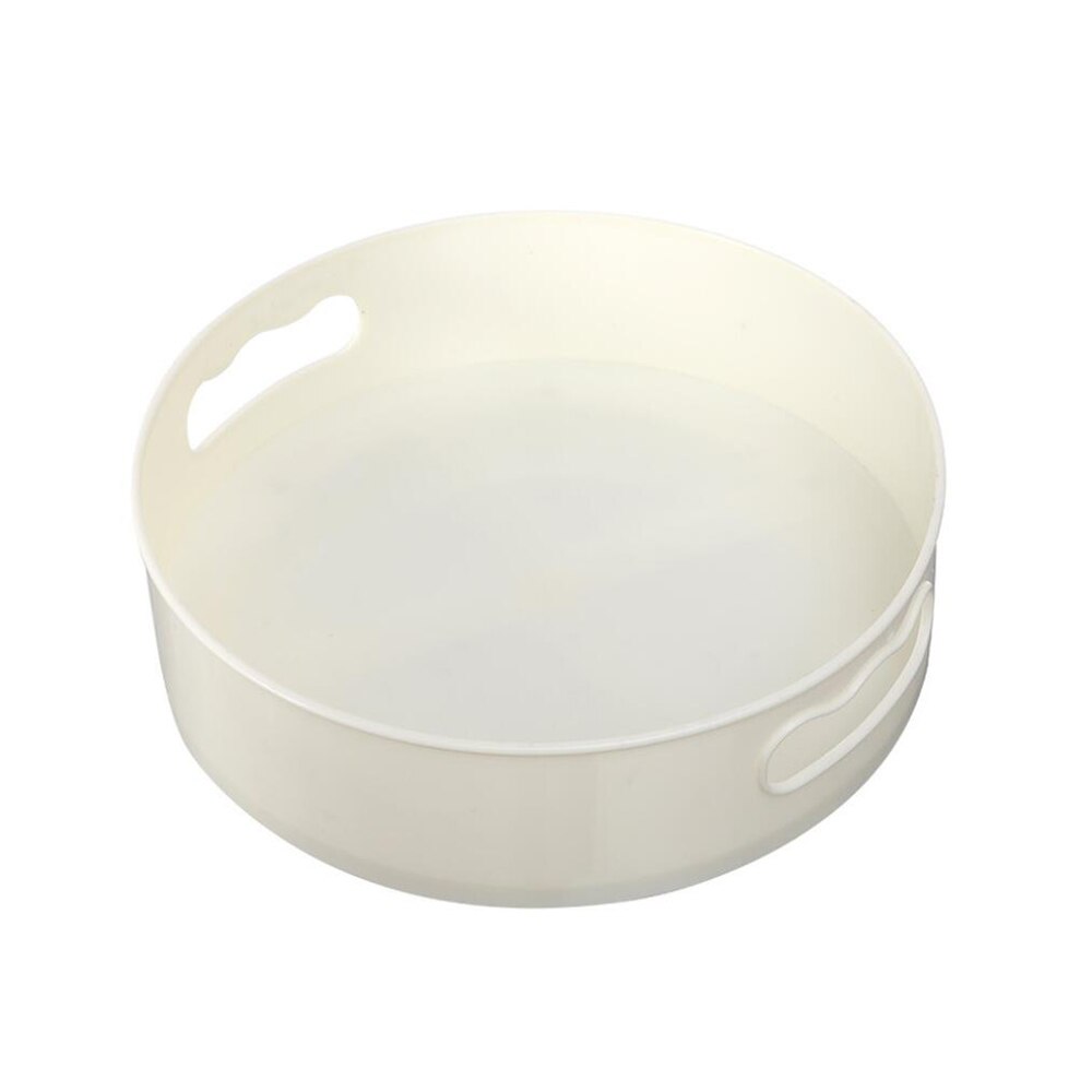 360 Rotating Tray Kitchen Organizer Non-Skid Storage for Spice jar Food Lazy Susan Round Turntable Storage Tray with Handle: white