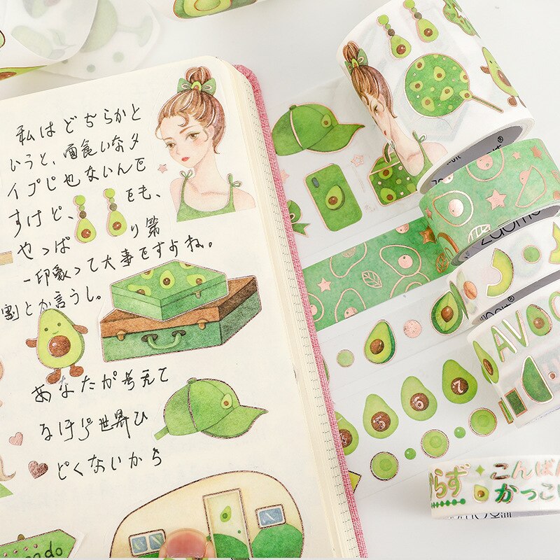 Avocado Meisjes Serie Collage Washi Tape Plakband Diy Scrapbooking Sticker Label Masking Ambachtelijke Tape