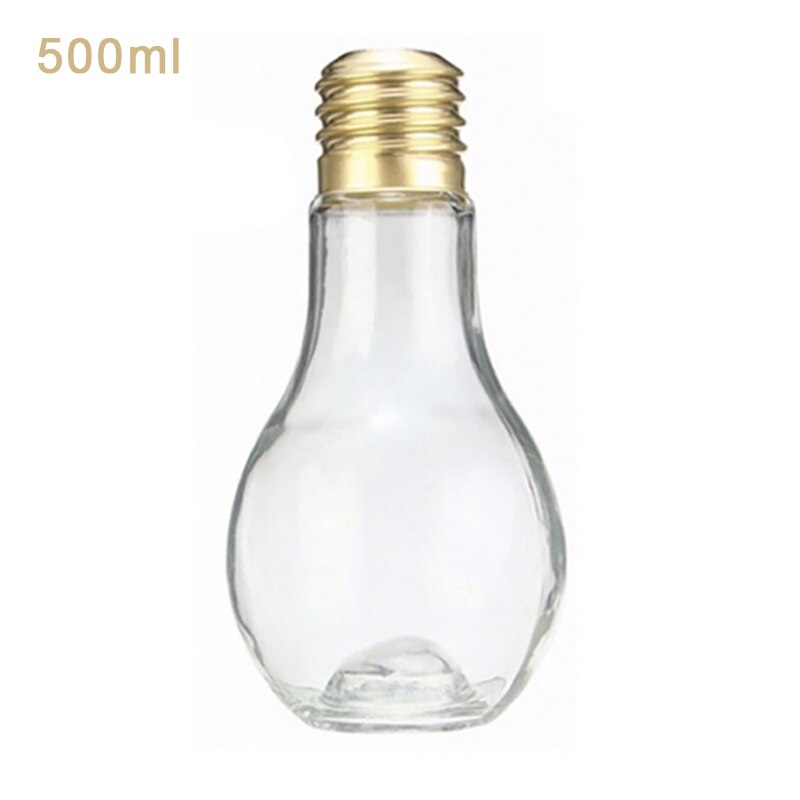 Glass Bulb Bottle With Lids For Milk Storage Leak-Proof Water Jars Clear 400Ml Juice Package: 500ml