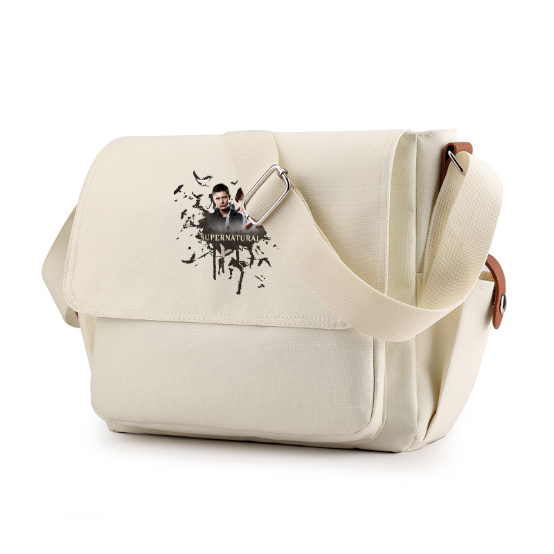 Supernatural Casual Messenger Bag School Shoulder Bag For Students Children Teenager Vintage Canvas Crossbody Bag: Blue