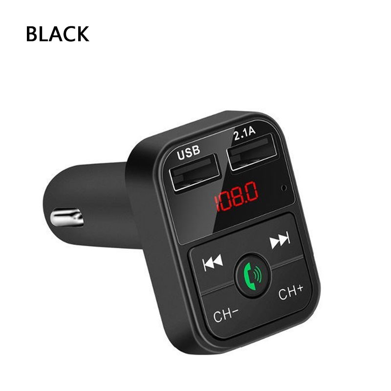 Samochodowy Bluetooth 5.0 nadajnik Modulator FM bezprzewodowa ładowarka samochodowa zestaw głośnomówiący odbiornik Audio Auto MP3 odtwarzacz samochodowy podwójny Adapter USB: black