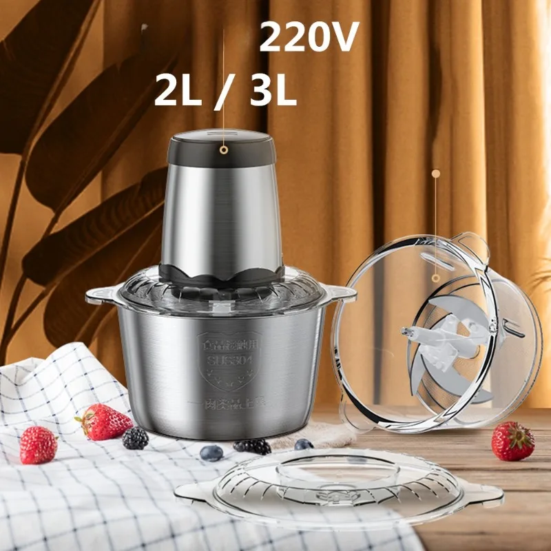 2l 3l elektrisk kødhakker 220v stk. kødhakker i rustfrit stål køkkenmixer blender maskine hakker foodprocessor