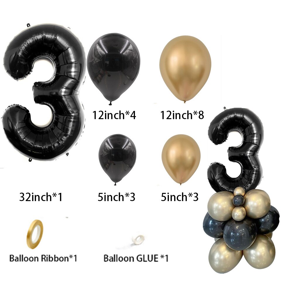 Gold Black Balloons Tower set 1-9 Black Number Foil Balloon for Men's 30 40 50 60 Happy Birthday Party Decorations DIY Crafts: MINT GREEN