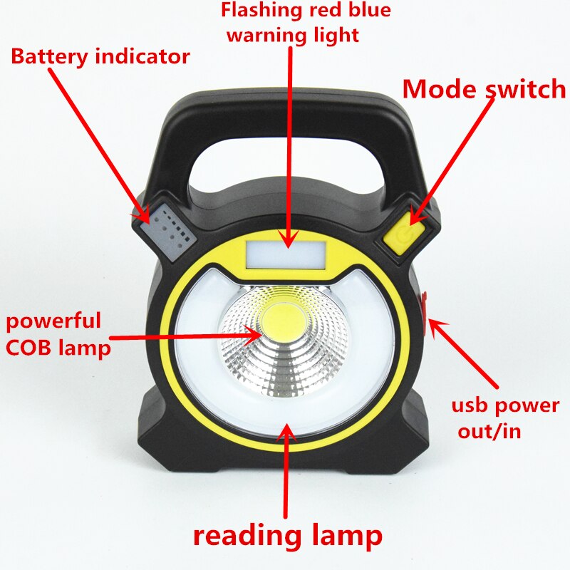 Aifeng 2400lm led cob bärbar lykta laddningsbar campingljus lampa 18650 hands kraftfull sökarlykta arbete usb laddning