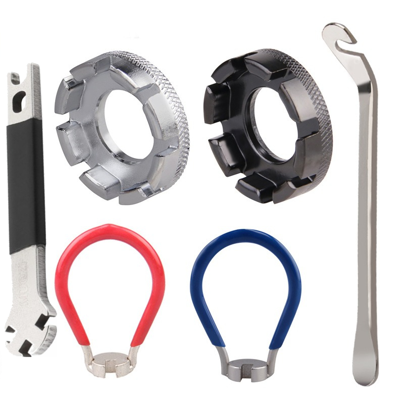 Steel Wire Wrench Spoke Tire Repair Tool Set Universal 8 Port Wheel Disassembly Chain Bike Maintenance Kit: Brown
