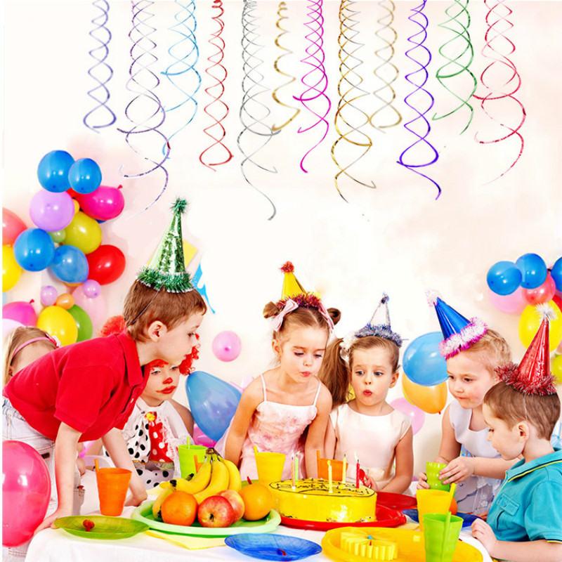 Lote de 6 unidades de guirnaldas de decoración en espiral de techo, feliz decoración para de primer cumpleaños, Bandera de Navidad para niños, niños y niñas