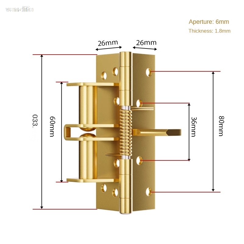 Bisagra de resorte de puerta de cierre automático, cierre de puerta de madera, rebote, armario, Invisible, posicionamiento de ángulo recto de 90 grados: Oro