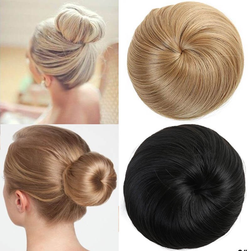 Talang jenter brun blond bolle hår chignon syntetisk smultring rulle hårstykker høy temperatur fiber til kvinner hodeplagg