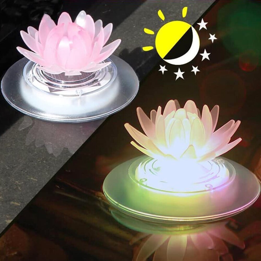 Lotus Bloem Vorm Vijver Lantaarn Licht Drijvende Led Festival Outdoor Zonne-energie Waterdichte Tuin Decoratieve Verlichting Lamp