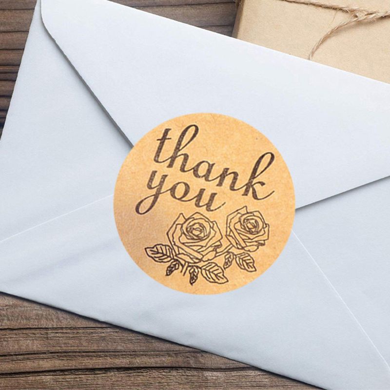 500 stuks/rol 15 ontwerpen bloemen bedankjes kraft stickers ronde zegellabels handgemaakte scrapbooking verpakking