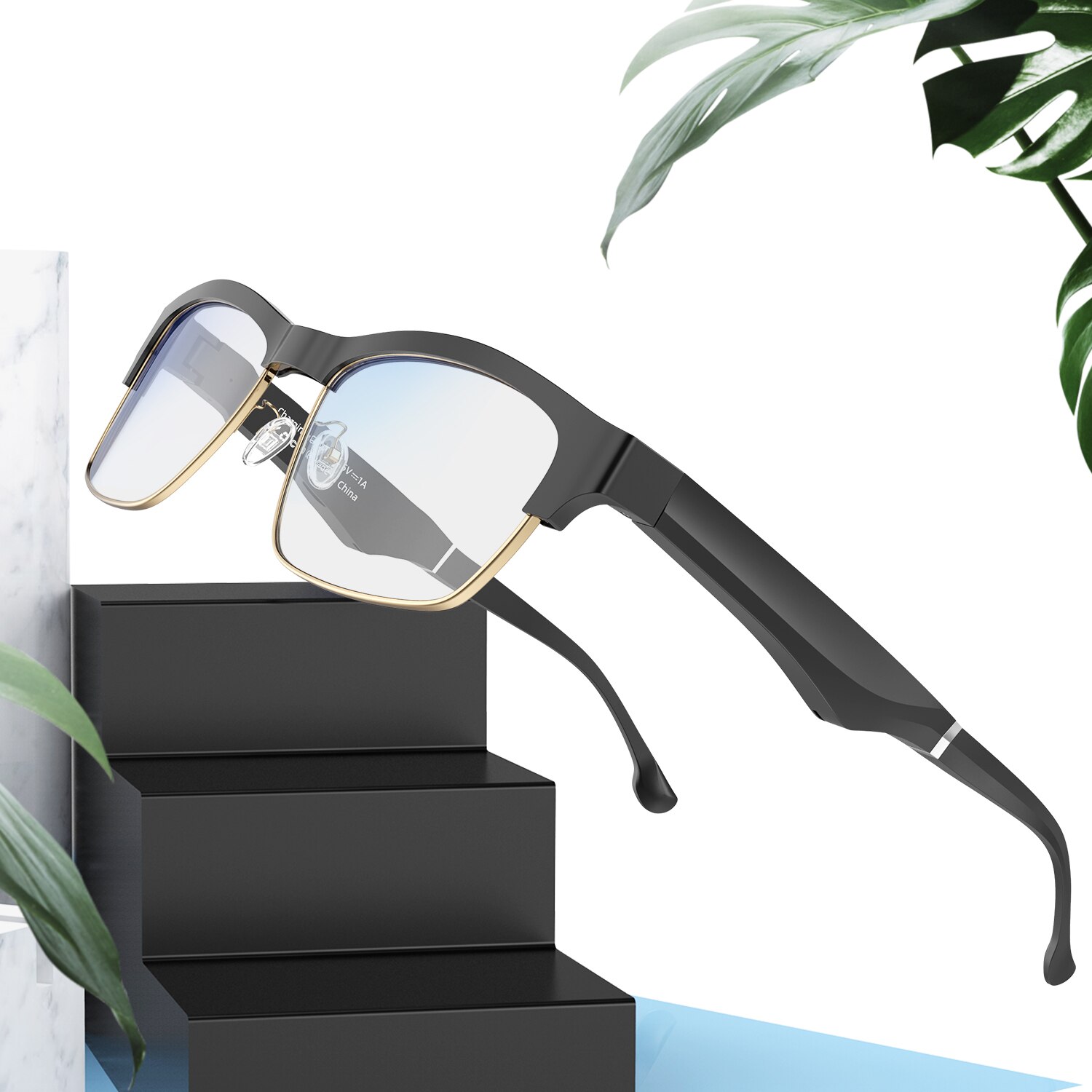 Gafas deportivas con micrófono y Bluetooth para escuchar música, con manos libres y luz azul, impermeables
