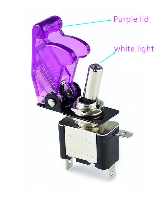 Auto Auto Stiefel Lkw Beleuchtet LED Kippschalter Mit Sicherheit Flugzeug kippen hoch Abdeckung Schutz 12V20A transparent: Violett
