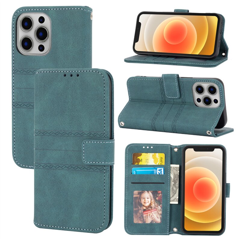 UEGO Luxury Flip Leather Wallet Camera Protective Solid Color Phone Case For iPhone 6 7 8 13 SE Shockproof Soft TPU Cover