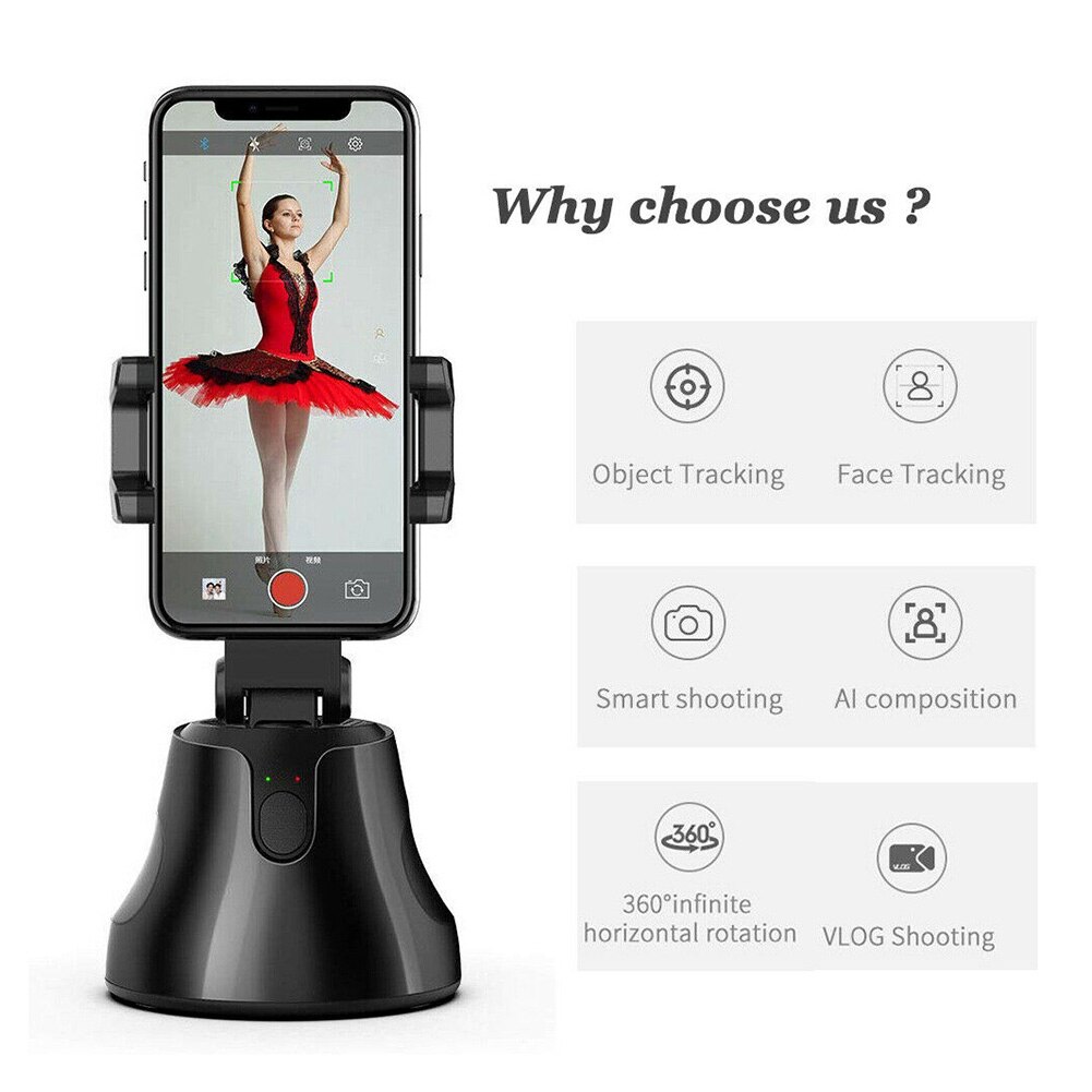 Portable Auto Smart Shooting Selfie Stick , 360 Rotation Auto Face Tracking Object Tracking vlog Camera Phone Holder