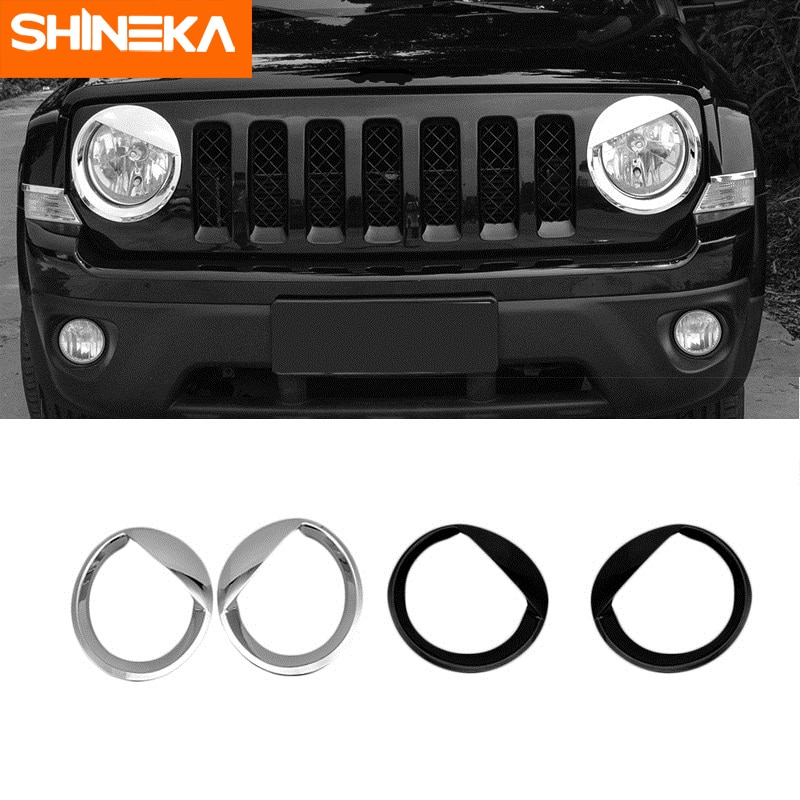 Shineka Chroom Styling Abs Auto Exterieur Hoofd Licht Lamp Decoratie Afdekprofiel Stickers Voor Jeep Patriot Accessoires