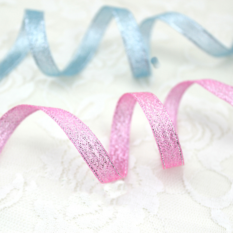 (25 yards/roll) 3/8 ''(10mm) Hemelsblauw Metallic Glitter Lint Kleurrijke geschenkpakket linten