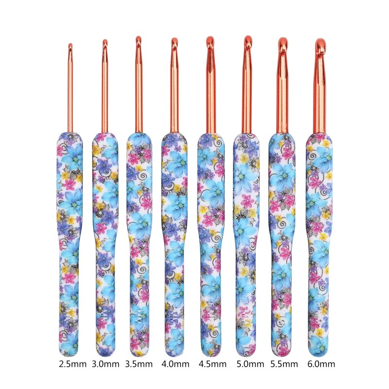 8pcs Crochet Hooks Set with Polymer Clay Handle DIY Craft Making Crochets Hook Accessories for Women Girls