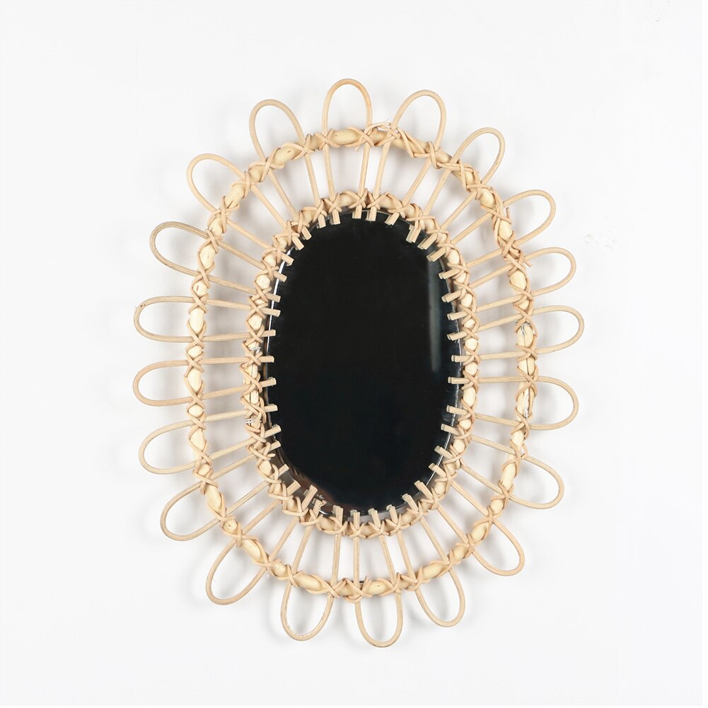 Rotan Gevlochten Art Wall Opknoping Fotografie Prop Dressing Woonkamer Decoratieve Spiegel Koffie Winkel Ornament Nordic Stijl Make-Up: D