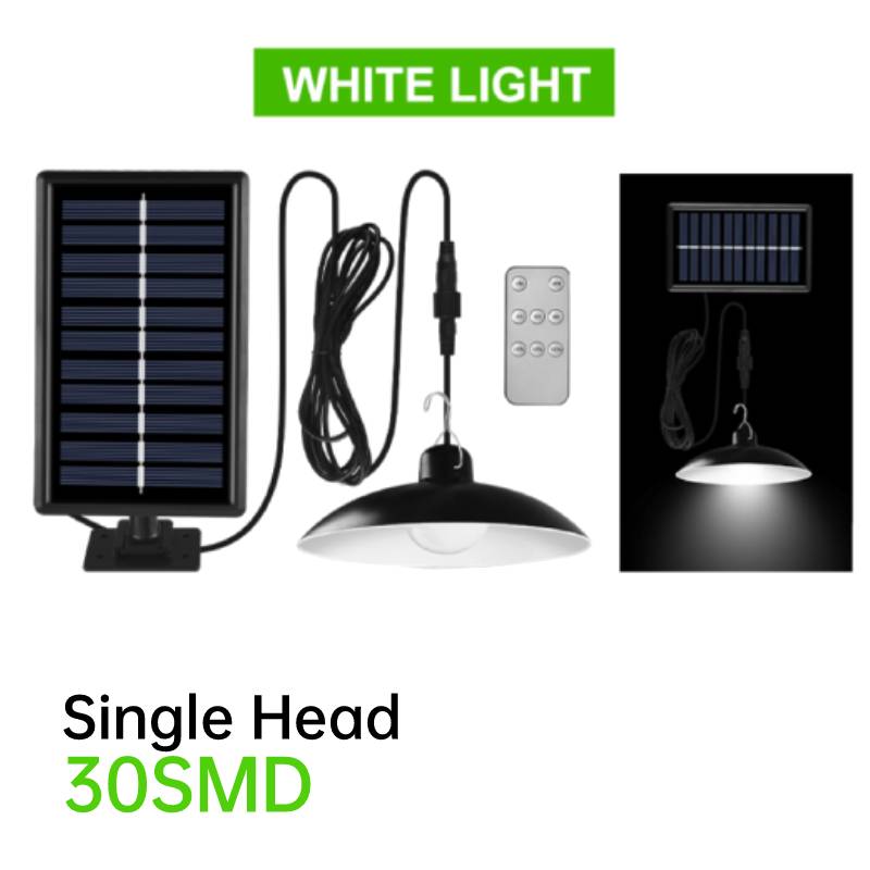 Single Double Head Solar Pendant Light Outdoor Indoor Split Solar Shed Light Remote Power Cord Garden LED Spotlight Street Light: 01 Cold light