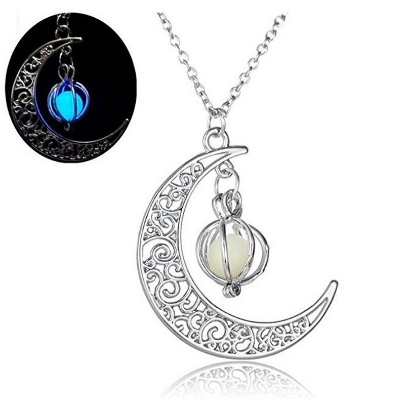 Joulu hehku kaulakoru cresent moon kaulakoru koruja valoisa roikkuu riipus hohtava pimeässä syntymäpäiväjuhliin