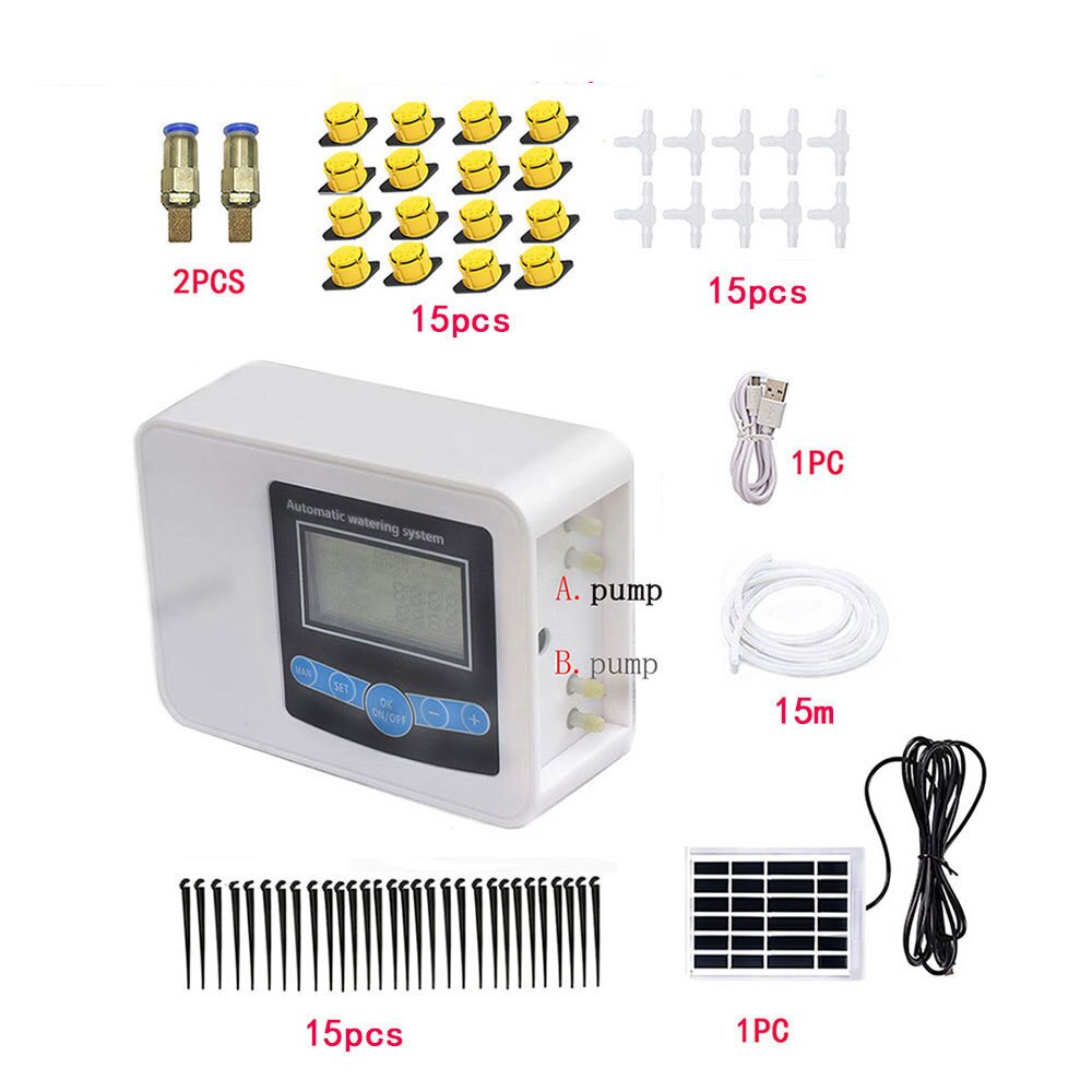 Solar Double Pump Watering Device Watering Timer Automatic Irrigation Water Timer Outdoor Garden Watering Timer Controller Tool: Type 3