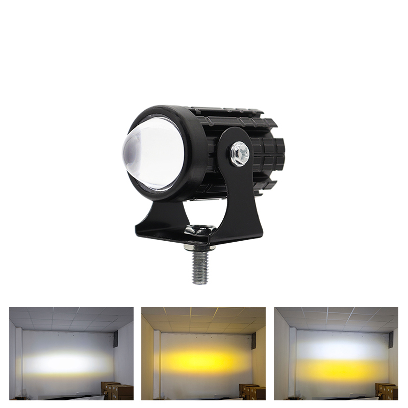 Phare LED pour Moto, Mini feu de conduite universel, projecteur double couleur, remorque de camion, accessoires de Moto tout-terrain: Glace Bleu