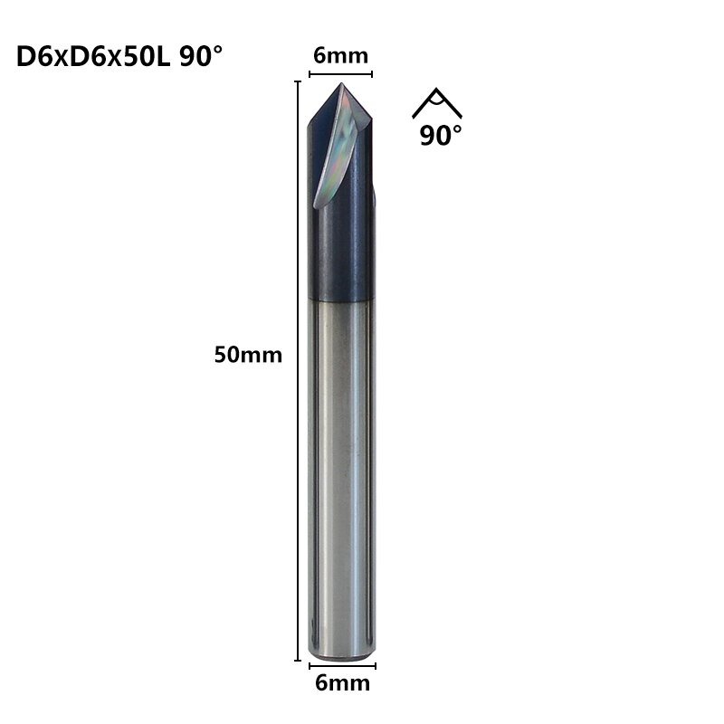 Fraise en bout de chanfrein XCAN 90 degrés 2-12mm carbure CNC fraise à ébavurer pour la gravure en aluminium 3 fraises à chanfreiner: 6xD6x90degrees