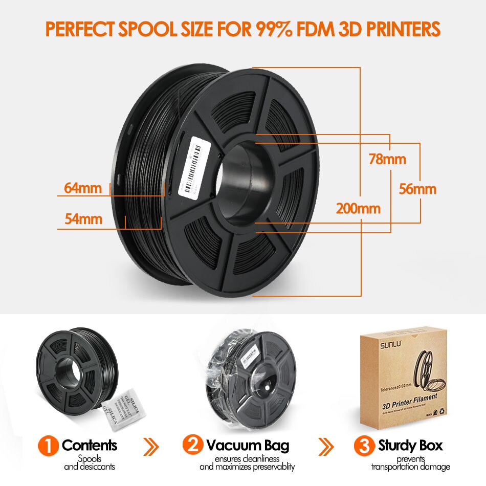 SUNLU-filamento ABS Plus para impresora 3d, materiales de impresión 3D de 1,75 MM, buena dureza, plástico ABS de alta temperatura