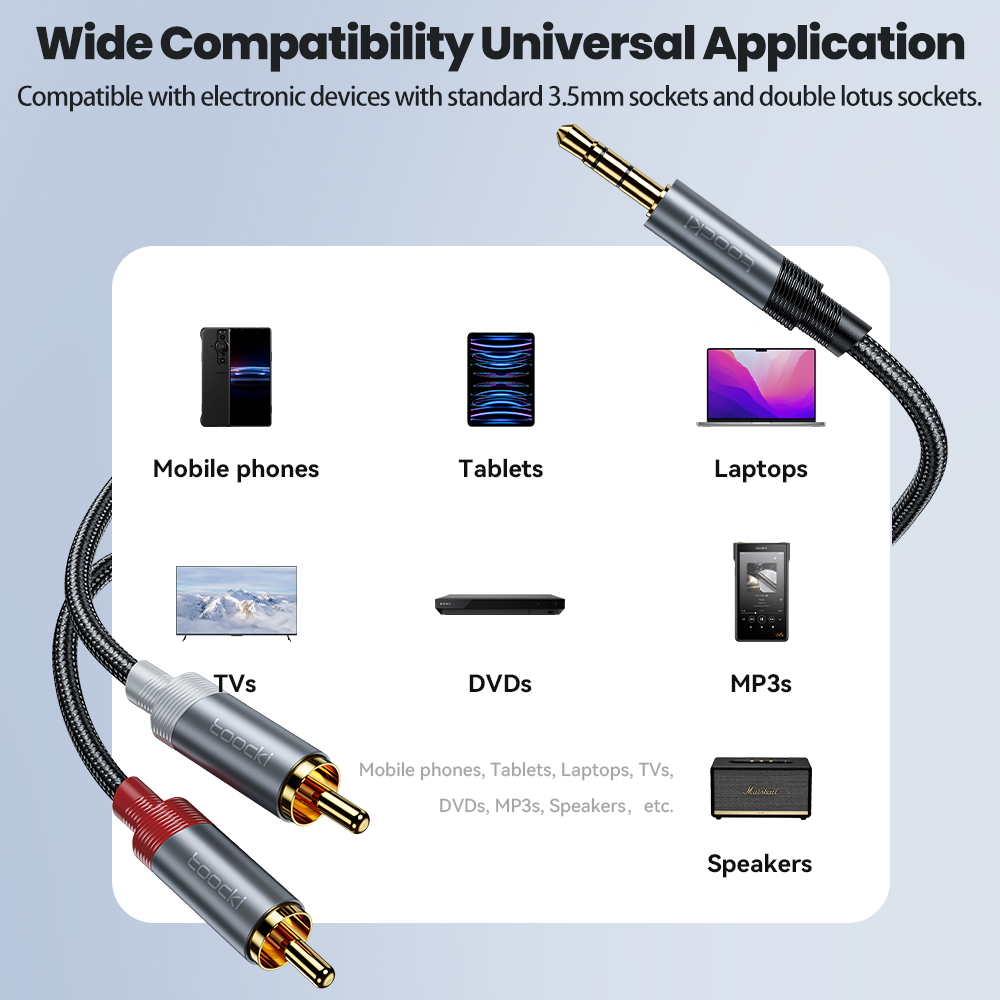 Toocki RCA Kabel 3.5mm Jack naar 2 RCA AUX Audio Kabel Splitter voor Smartphone Versterker Home Theater AUX kabel RCA