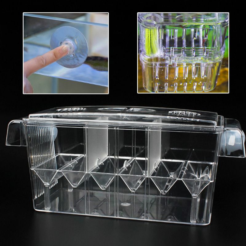 Aquarium Isolation Hatching Box Acrylic Fish Tank Breeding Boxes Double Grid